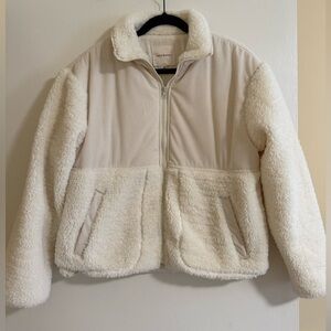 Thread & Supply Ivory Ribbed Sherpa Jacket